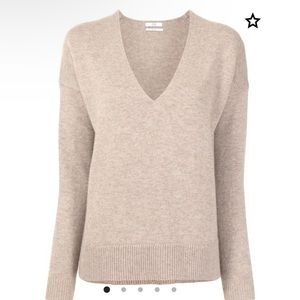 Beige v-neck knit sweater